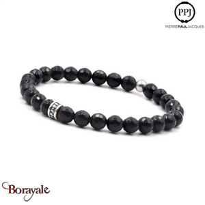 Onyx facetté: Bracelet Pierres fines 6 mm PPJ Taille M