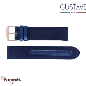 Bracelet de montre GUSTAVE & cie Tissu Bleu Rose doré