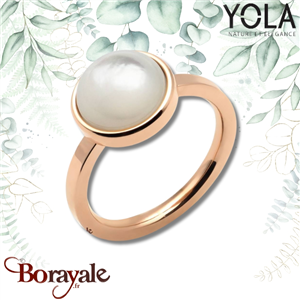 Bague Yola Nature Cabochon Acier plaqué IP rose IG-164-56
