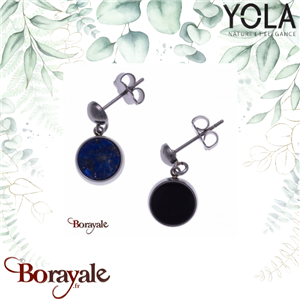 Boucles d'oreilles lapis et onyx, Collection: Recto-Verso YOLA