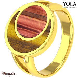 Bague  Œil de tigre et taureau, Collection: Féminité YOLA NATURE Taille 56