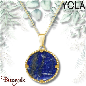Collier Yola Nature Lapis Lazuli Acier plaqué IP doré IR-421
