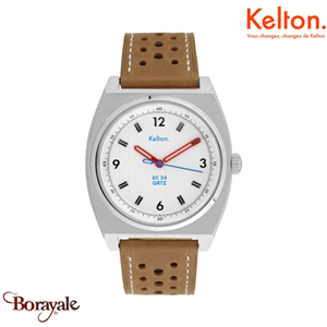 Montre KELTON RC 24 Blanche – bracelet marron quartz Homme 9124852