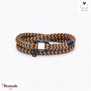 Bracelet PIG & HEN Salty Steve gris beige  Noir Taille : M (18cm)