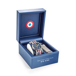 Montre Coffret Edition Spéciale Big Nine Cadran Bleu Bracelet nato BBR et milana