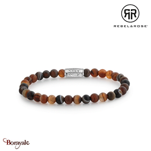 Bracelet Rebel & Rose 6 mm Agate rouge mate