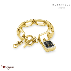 Montre Rosefield Octagone Chain Or Noire Femme SBGSG-O66