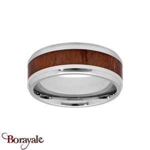 Bague Thabora acier homme et bois sous résine T160319-66