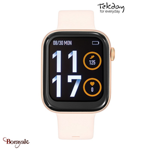 Montre TEKDAY connectée Mixte / unisexe  boîtier rose doré, silicone rose