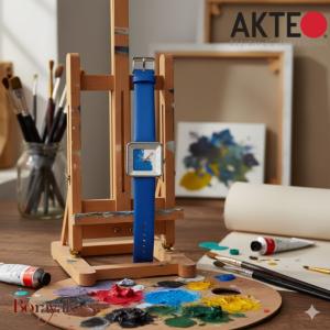 Montre AKTEO Art - Peinture Esquisse bleue 29 mm argent carrée APe39