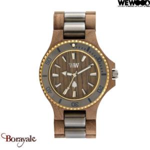 Montre en bois WEWOOD DATE ME Nut Rough - gun métal et doré 70368-733