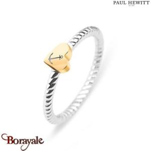 Bague Paul Hewitt Anchor Love acier et acier plaqué or PH-FR-HRO-SG-52