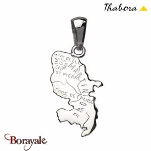 Pendentif THABORA argent rhodié : Carte de la martinique T00618