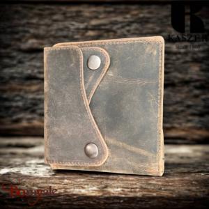 Porte-cartes Kaszer Oregon en cuir de vachette pleine fleur marron naturel