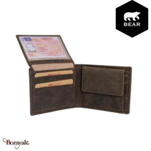 Portefeuille Bear Design en Cuir de vachette brut