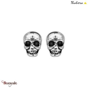 Boucles d'oreilles Thabora homme crâne noir T117929