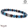Apatite et Œil de taureau: Bracelet Pierres fines 6 mm PPJ Taille XL