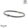 Bracelet PPJ Cuir tressé Simple tour Gris-Perle Taille M