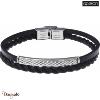 Bracelet Acier et cuir noir italien, Collection: homme APOLLON