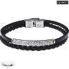 Bracelet homme Apollon, acier et cuir italien noir