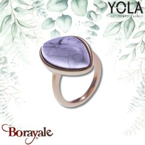 Bague Yola Nature Galet Acier plaqué IP rose IG-142-54
