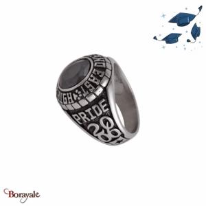 Bague Universitaire américaine Plano East noire en acier inoxydable Taille : 58