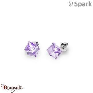 Boucles d'oreilles SPARK With EUROPEAN CRYSTALS  : Cubes medium 8 mm - Violet