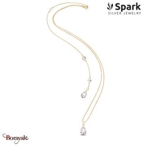 Collier Spark Back cristal autrichien sur argent doré G0282W
