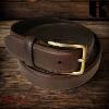 Ceinture Kaszer Indiana en cuir de buffle pleine fleur brun rouge foncé