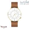 Montre 12H  Louis, GUSTAVE & cie Or, cadran Blanc Bracelet Cuir Marron