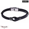 Bracelet Acier et cuir noir italien, Collection: homme APOLLON
