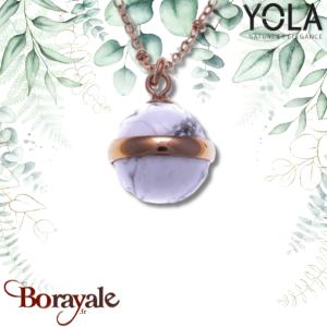 Collier Yola Nature Perle de pierre Acier plaqué IP rose IG-457