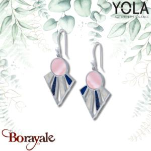 Boucles d'oreilles Nacre blanche et rose lapis lazuli Collection Art déco YOLA N