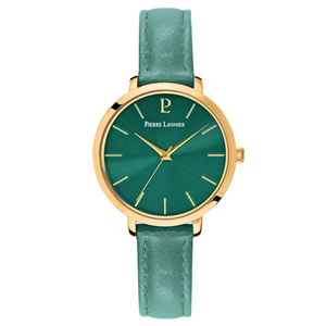 Montre PIERRE LANNIER Collection CHOUQUETTE Doré Cadran Vert Bracelet Cuir Vert