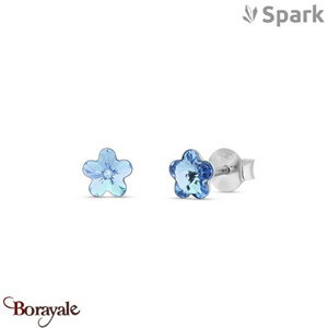 Boucles d'oreilles SPARK With EUROPEAN CRYSTALS  : Fleurette - Aquamarine