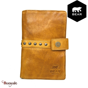 Portefeuille Bear Design en Cuir de vachette lavé Tabac Collection : Lavato