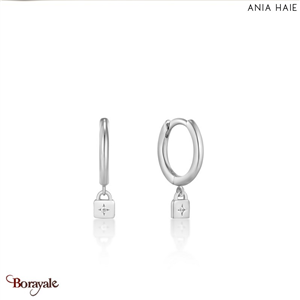 Boucles d'oreilles Ania Haie Under Lock & Key argent 925° plaqué rhodium de haut