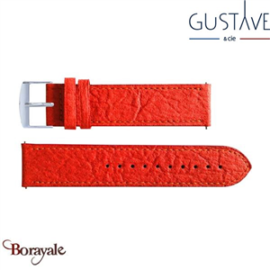 Bracelet de montre GUSTAVE & cie Fibre d'Ananas Corail Argent