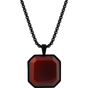 Collier Agate rouge Noir Apollon homme