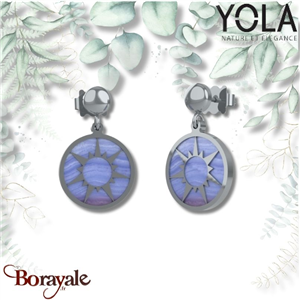 Boucles d'oreilles Yola Nature Calcédoine Acier poli IK-522