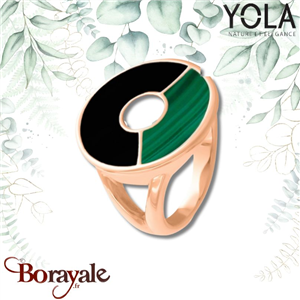 Bague Onyx et Malachite, Collection: Art déco YOLA NATURE Taille 56