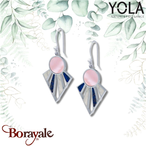 Boucles d'oreilles Nacre blanche et rose lapis lazuli Collection Art déco YOLA N