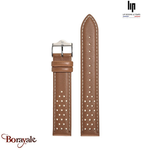 Bracelet de montre Lip Cuir marron perforé 18 mm 675478