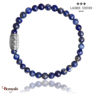 Bracelet Perles Lauren Steven Lapis Lazuli Perles de 6 mm Taille L 20,5 cm