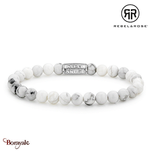 Bracelet Rebel & Rose 6 mm Howlite blanc