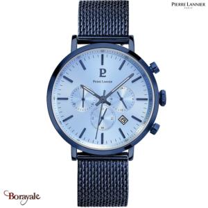 Montre PIERRE LANNIER Collection BARON Cadran Bleu Bracelet Acier Milanais Bleu