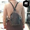 Sac à dos Bear Design en Cuir de vachette lavé Noir Collection : Lavato