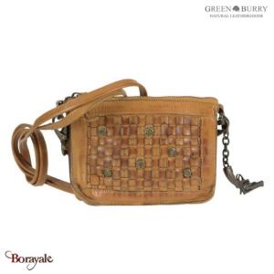 Sac à main GREENBURRY collection Billy the Kid en cuir natté camel M494-24