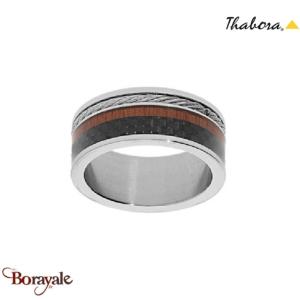 Bague Thabora homme acier - carbone - câble T68 - réf. T160409-68