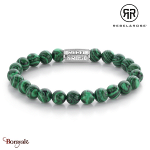 Bracelet Rebel & Rose Vert Malachite - 8mm M, Homme RR-80080-S-M